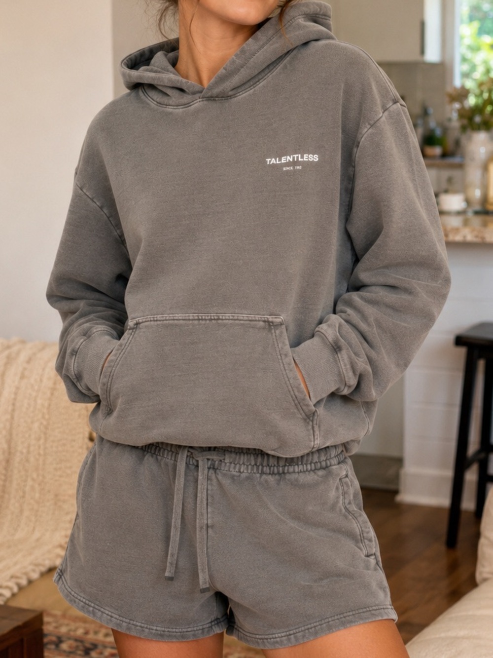 2pc Talentless SET Steel Grey Heavyweight Hoodie + Shorts